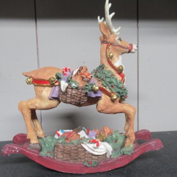 Vintage Rocking Reindeer Statue Christmas Table Decor - Picture 7 of 7
